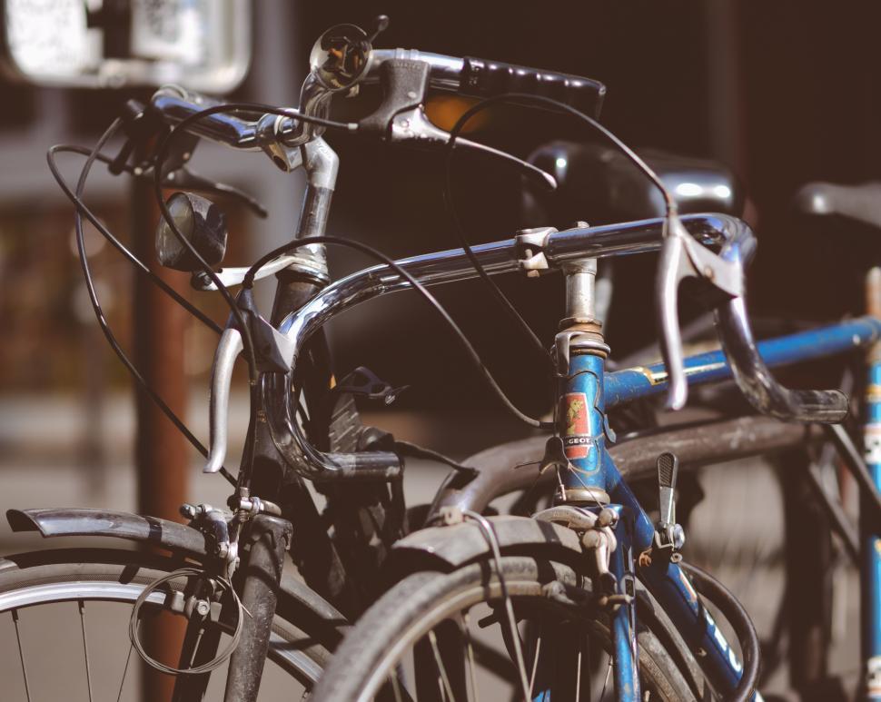 Free Image of Close up of bicycles 
