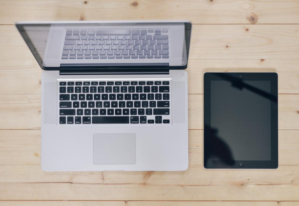 Free Image of Flat lay of laptop and tablet computer 