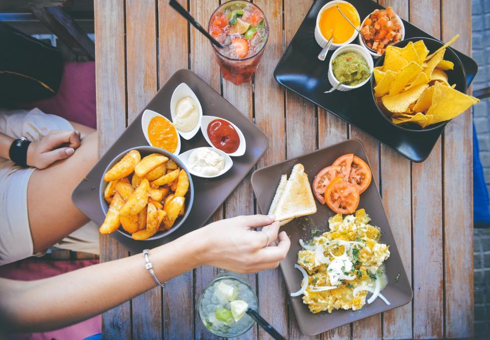 Free Image of Flat lay snacks on the table 