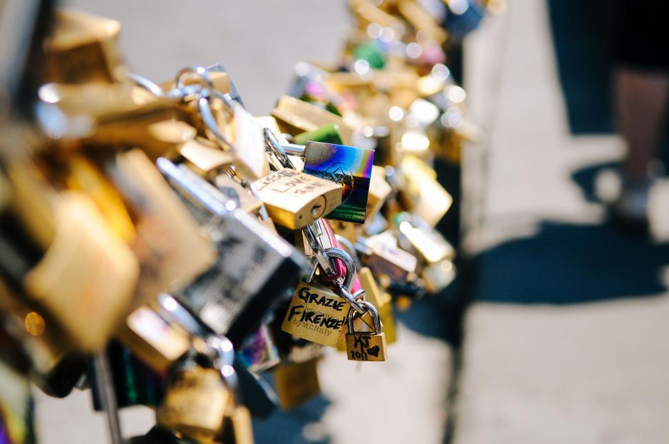 Free Image of Locks on fence 