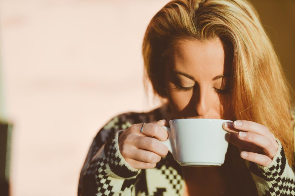 Free Image of Sipping coffee 