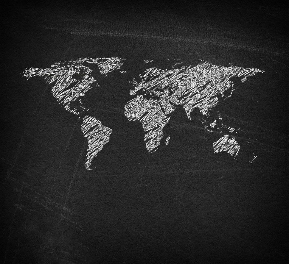 Free Image of World map on blackboard - Sketchy looks 