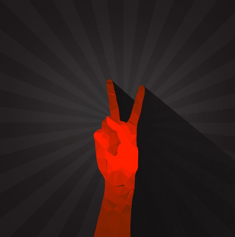 Free Image of Polygonal hand displaying victory sign 