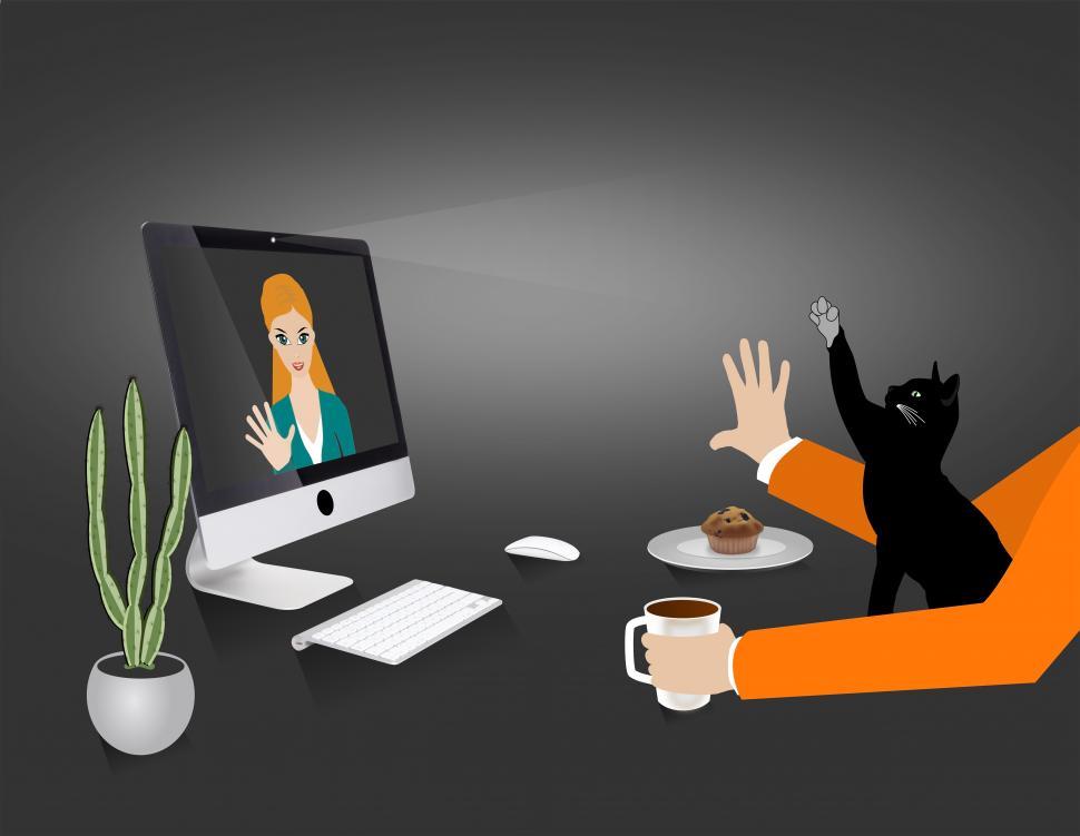 Free Image of Young couple talking online via video chat - Video chat concept 