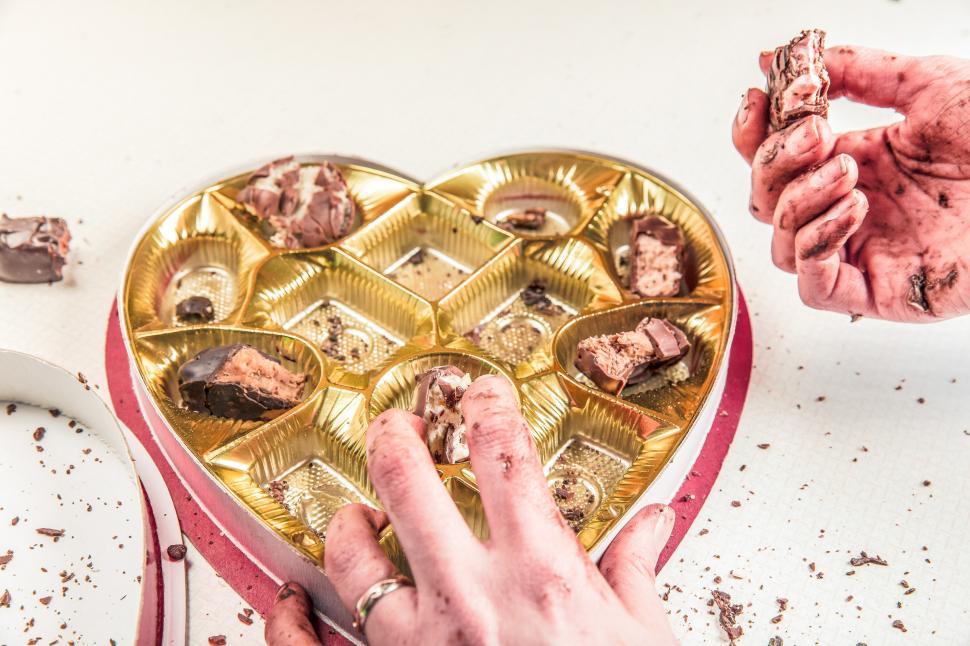 Free Image of Heart shaped chocolate box 