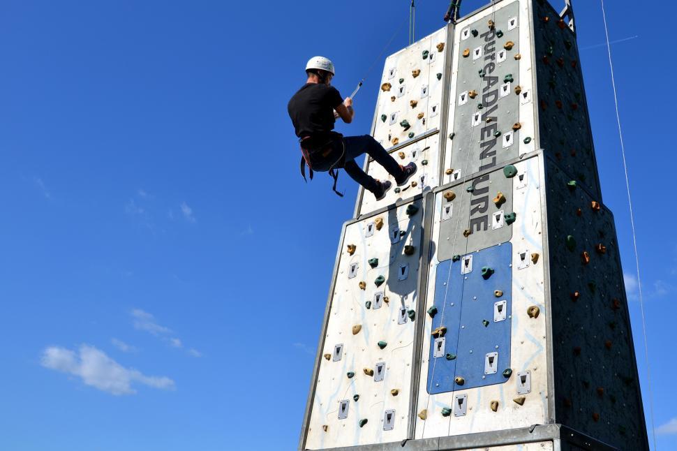 Free Image of Rappelling after Rock climbing  