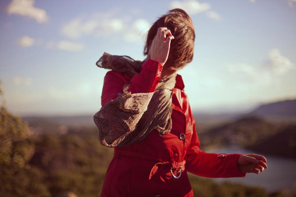 Free Image of Fluttering hair of a young blonde woman 