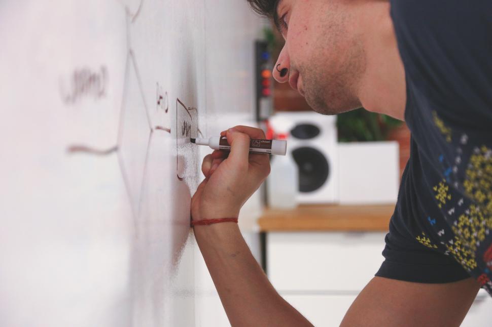 Free Image of Work on whiteboard 