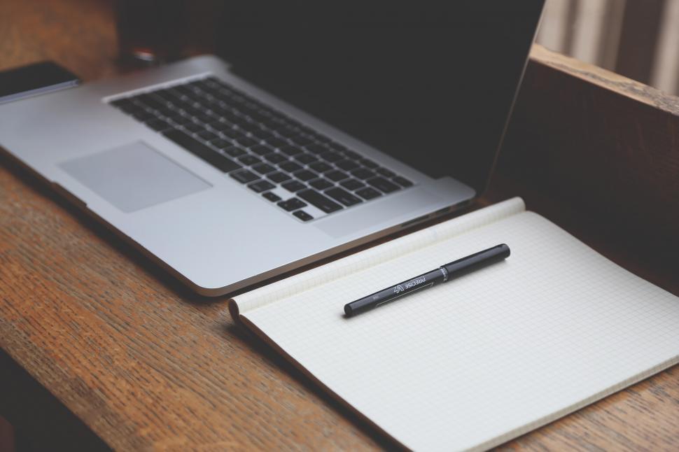 Free Image of Laptop, pen, pad 