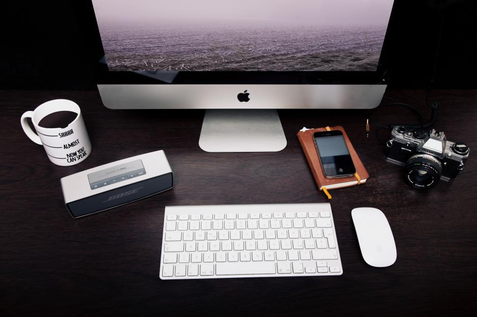 Free Image of Desktop screen and keyboard  