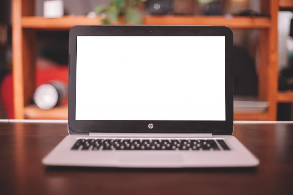 Free Image of Laptop Computer on Wooden Desk 