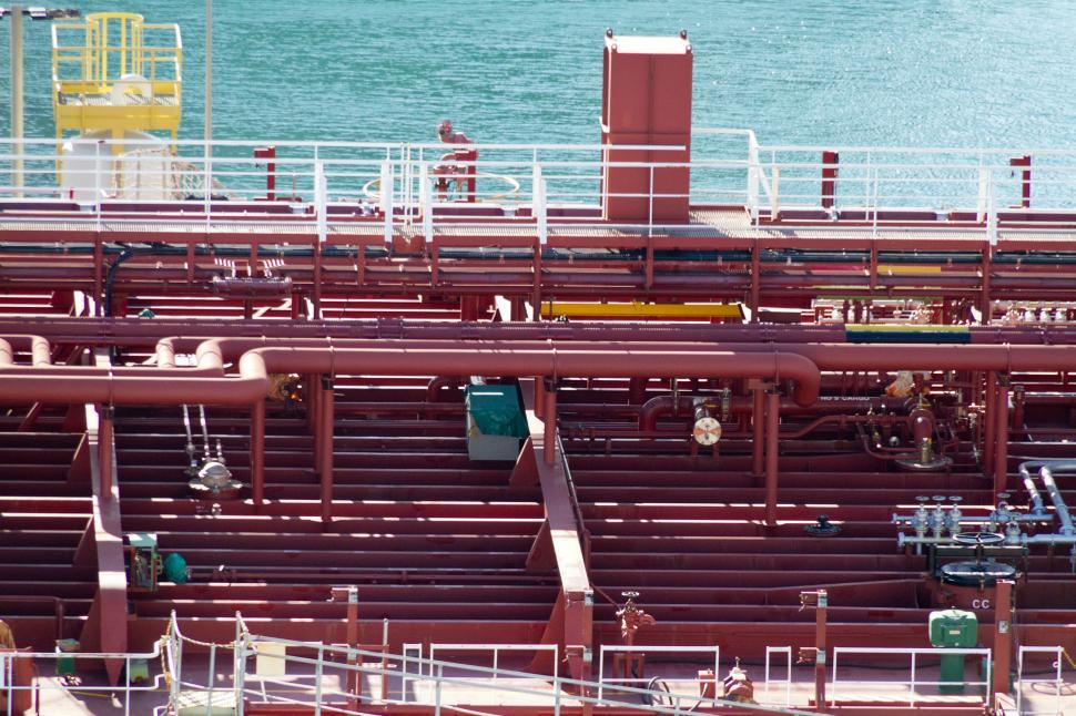 Free Image of Piping on the Deck of an Oil Tanker 