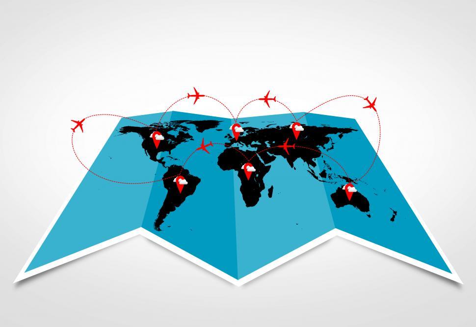Free Image of Air travel and logistics concepts - Sky routes across the contin 