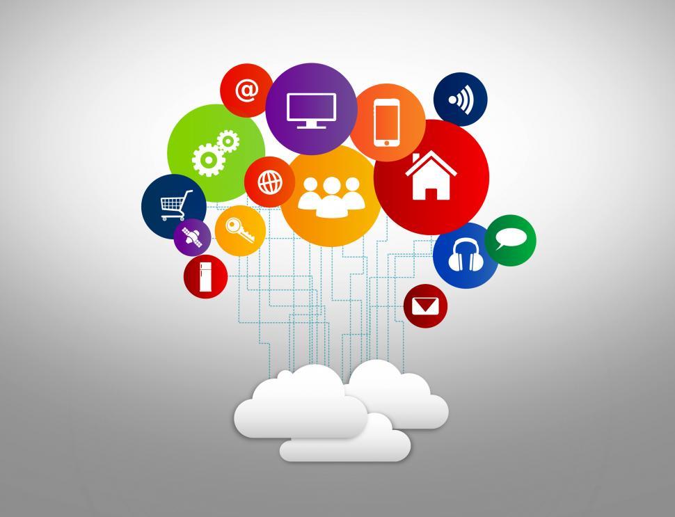 Free Image of Internet of Things concept with digital cloud and devices 