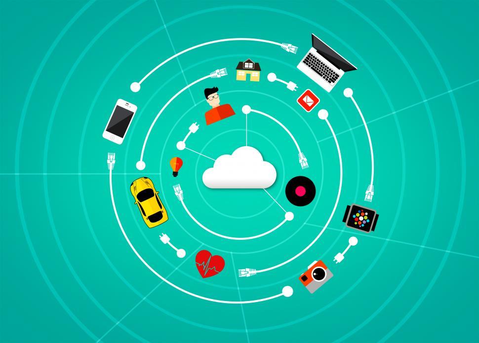 Free Image of Internet of Things - A connected world concept with digital clou 