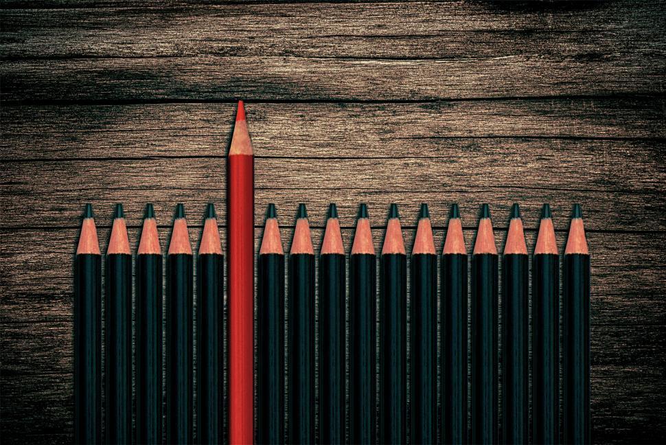 Free Image of Concept of individuality and creativity - One bright colored red 