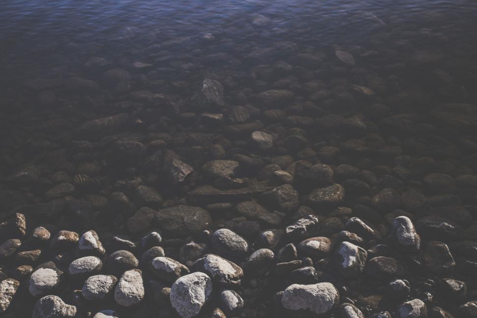 Free Image of Rocks and Water in Black and White 