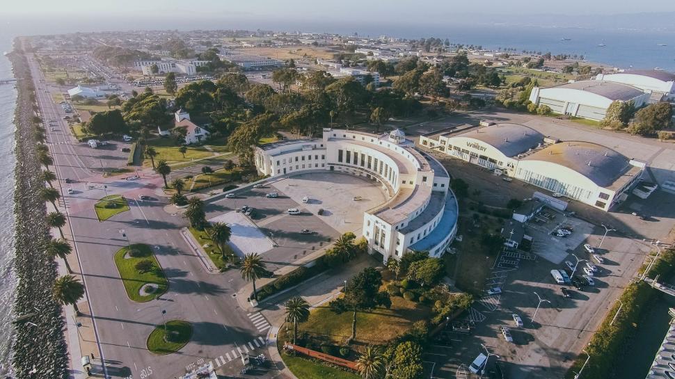 Free Image of Aerial View of Building Near Water 