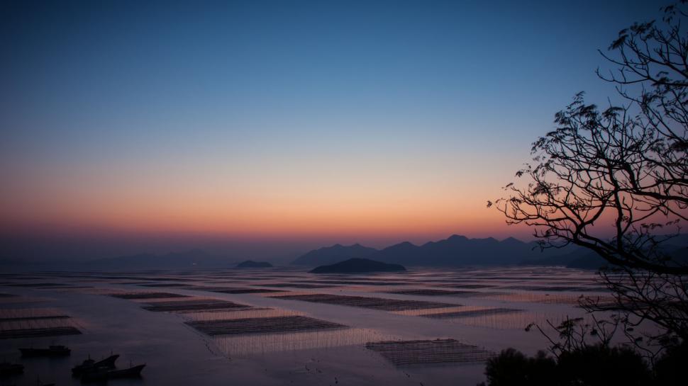 Free Image of Ocean Sunset View From Hill 