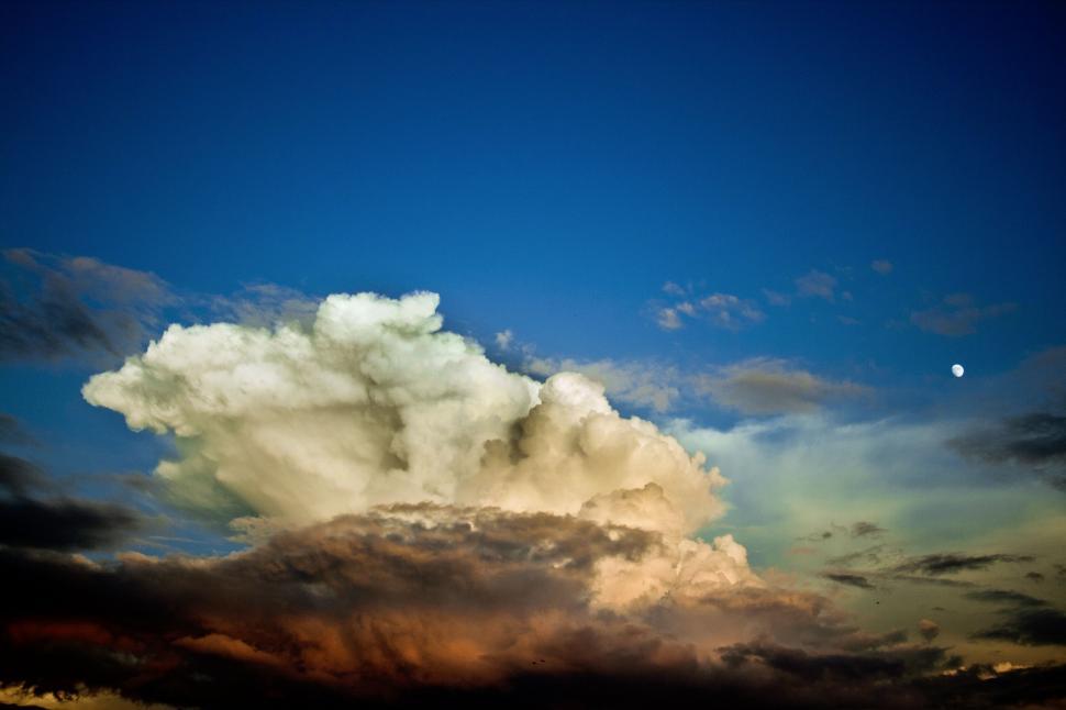 Free Image of Cloud in the Sky With Half Moon 