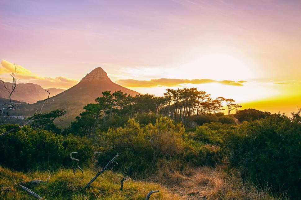 Free Image of Sun Setting Over Mountain Range 