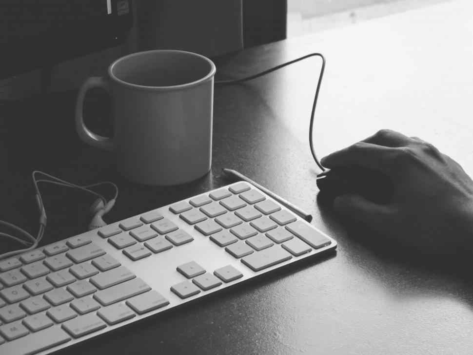 Free Image of Computer Keyboard and Mouse on Desk 