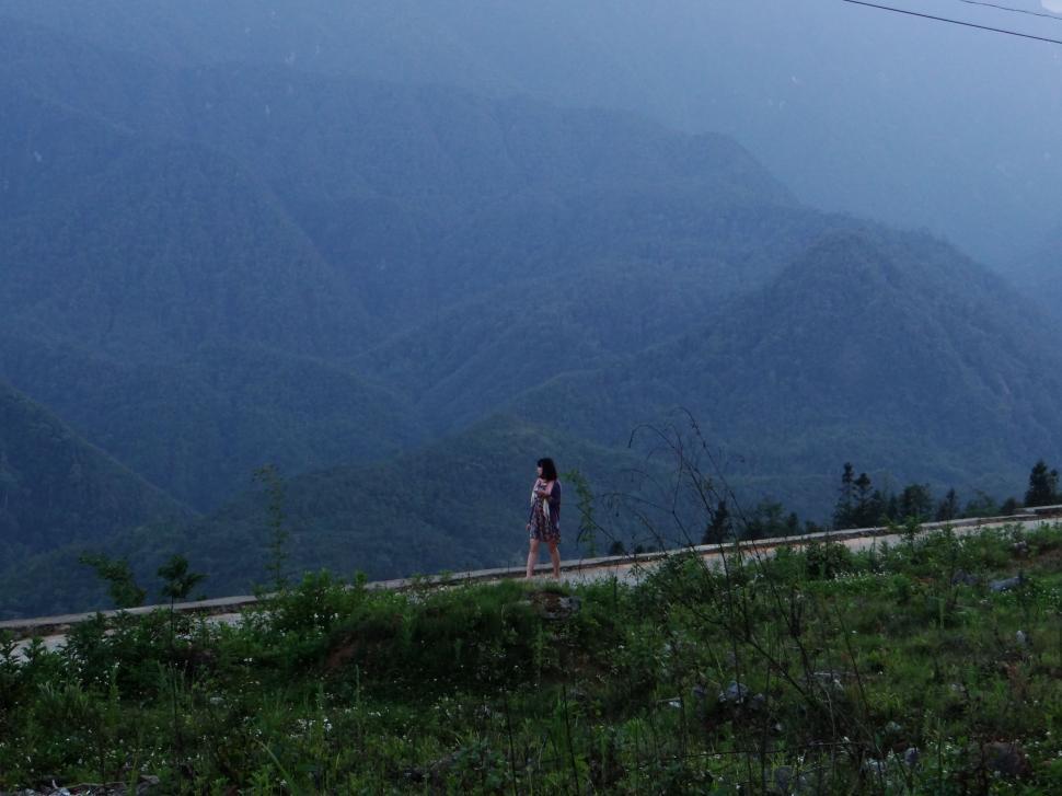 Free Image of Man Standing on Top of Lush Green Hillside 