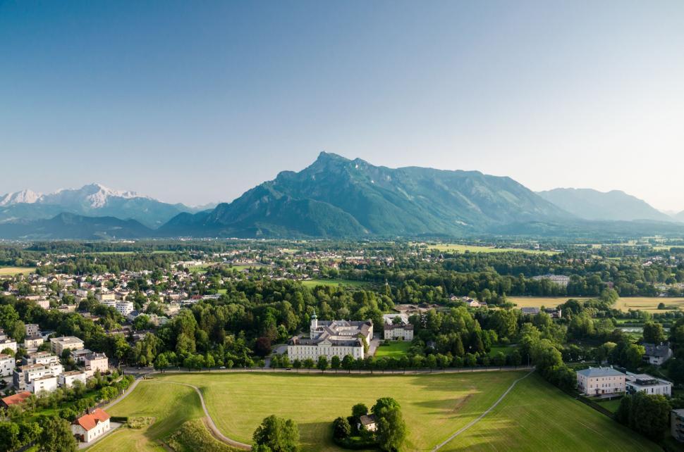 Free Image of Aerial View of City With Mountains 