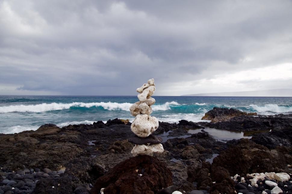 Free Image of Stack of Rocks on Rocky Beach 