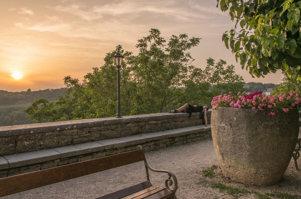 Free Image of Wooden Bench Next to Stone Wall 