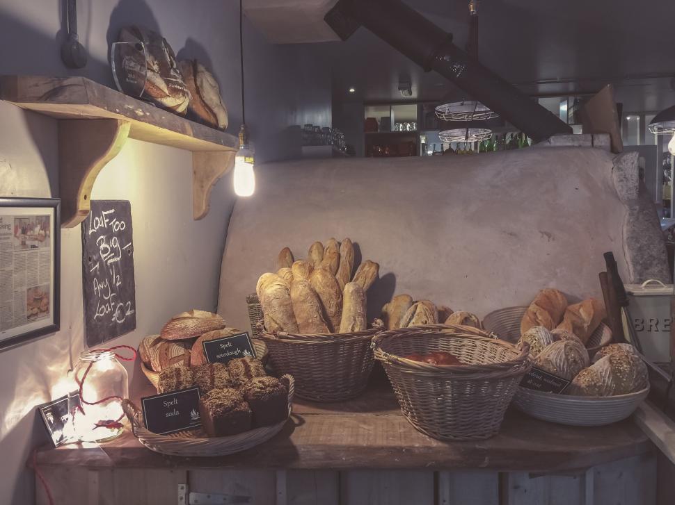 Free Image of Baskets of Bread on Table 