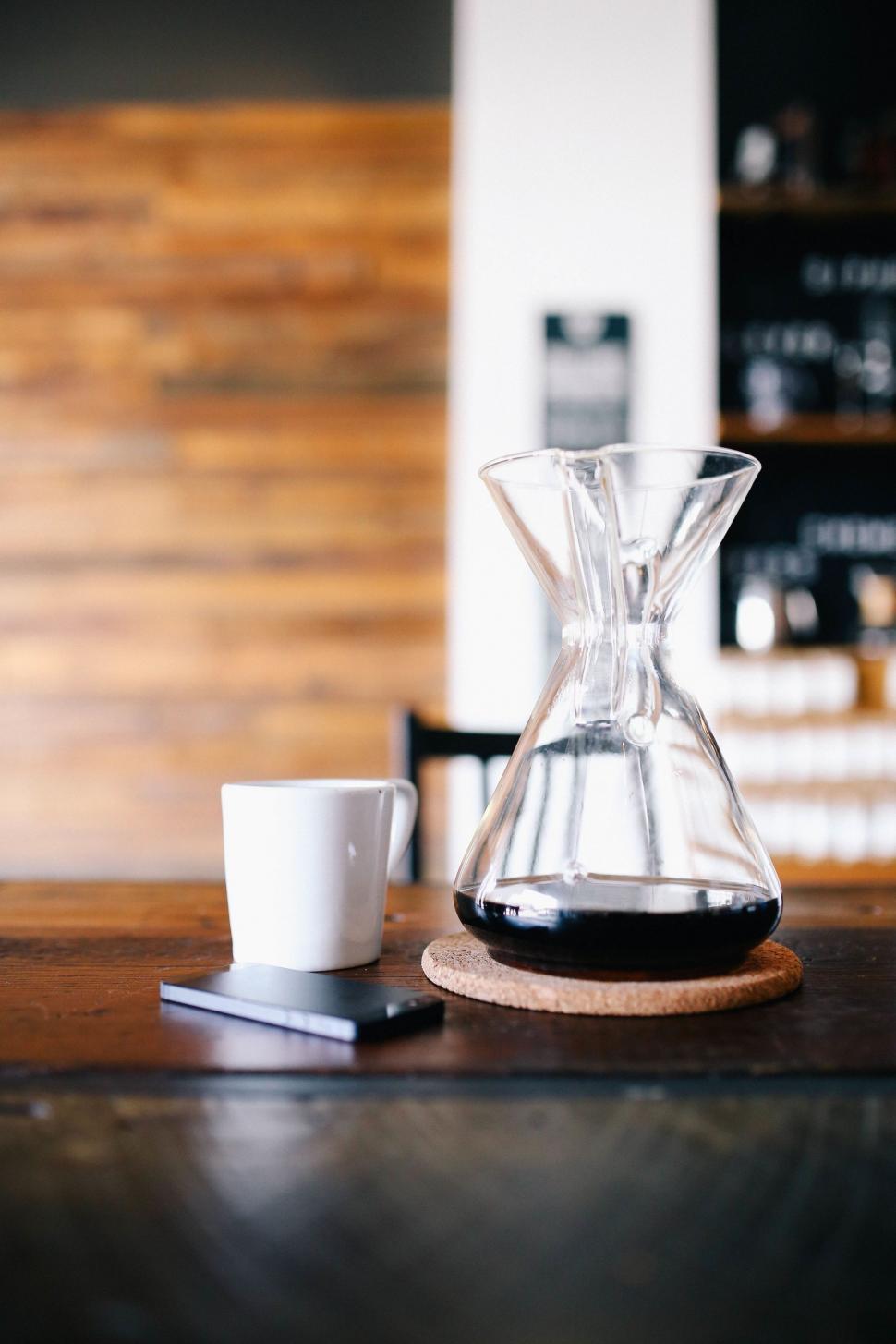 Free Image of Coffee Maker on Wooden Table 