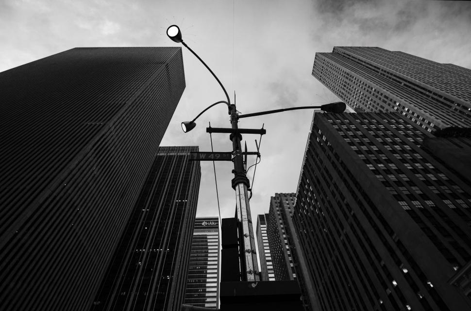 Free Image of Tall Buildings in Black and White 