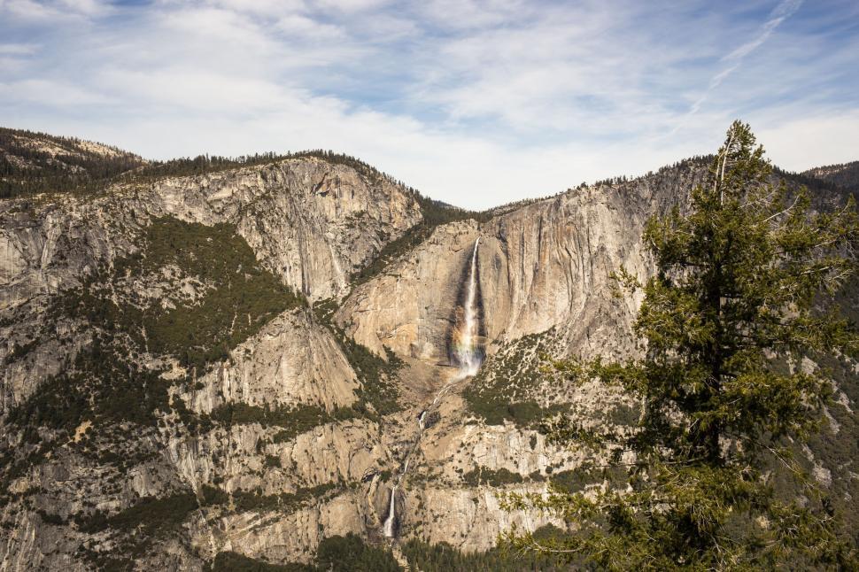 Free Image of View of a Waterfall From the Top of a Mountain 