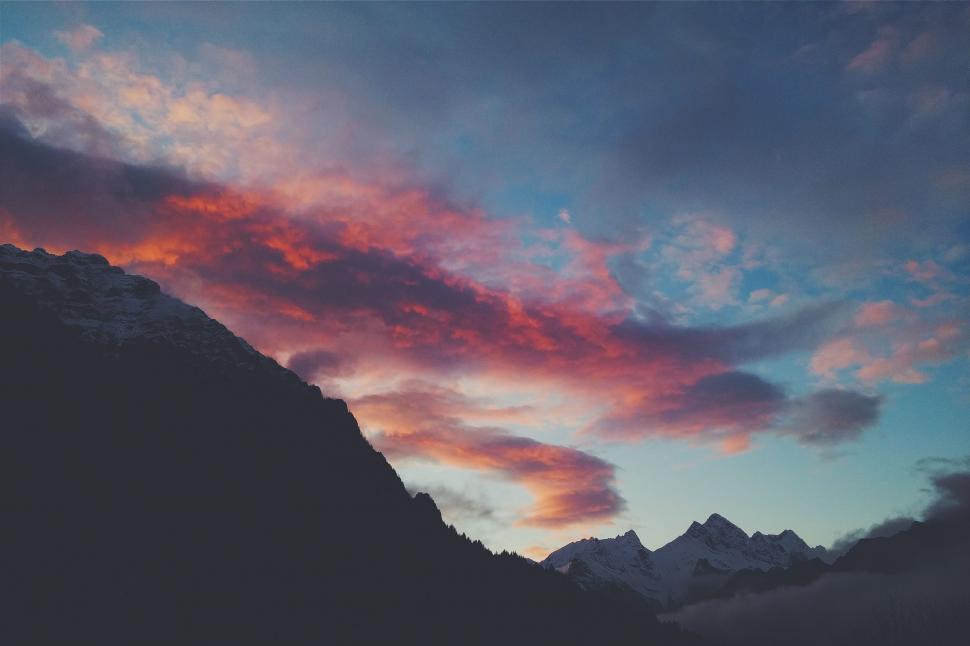 Free Image of Majestic Mountain Against Pink and Blue Sky 