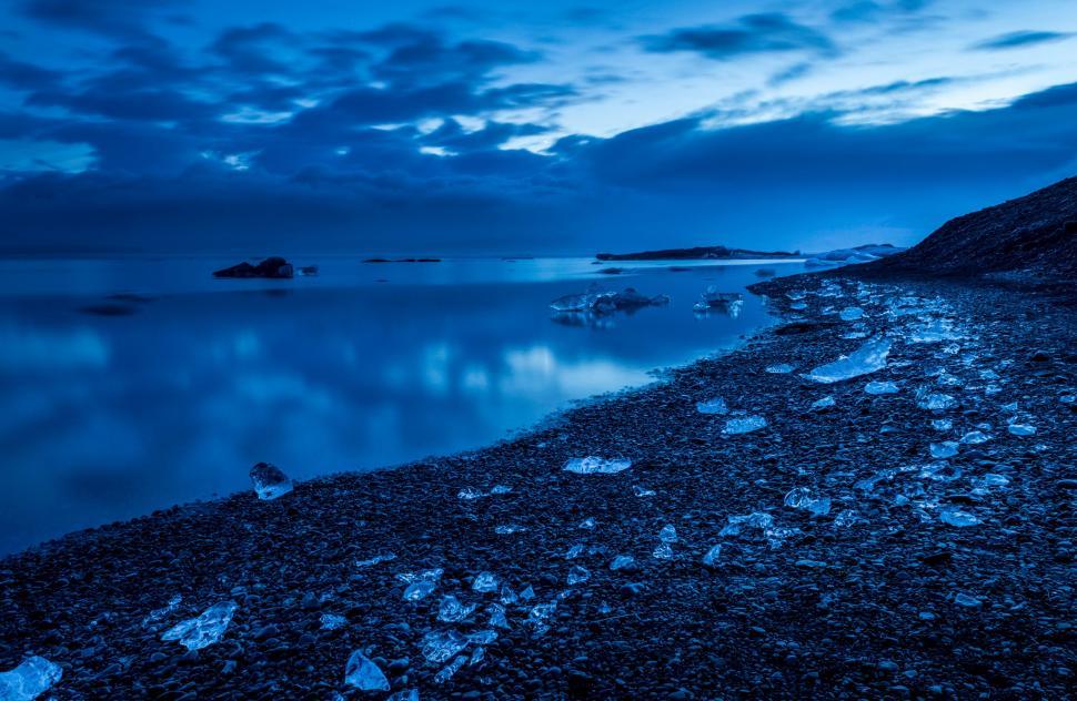 Free Image of Ice Chunks Covering Beach Shore 