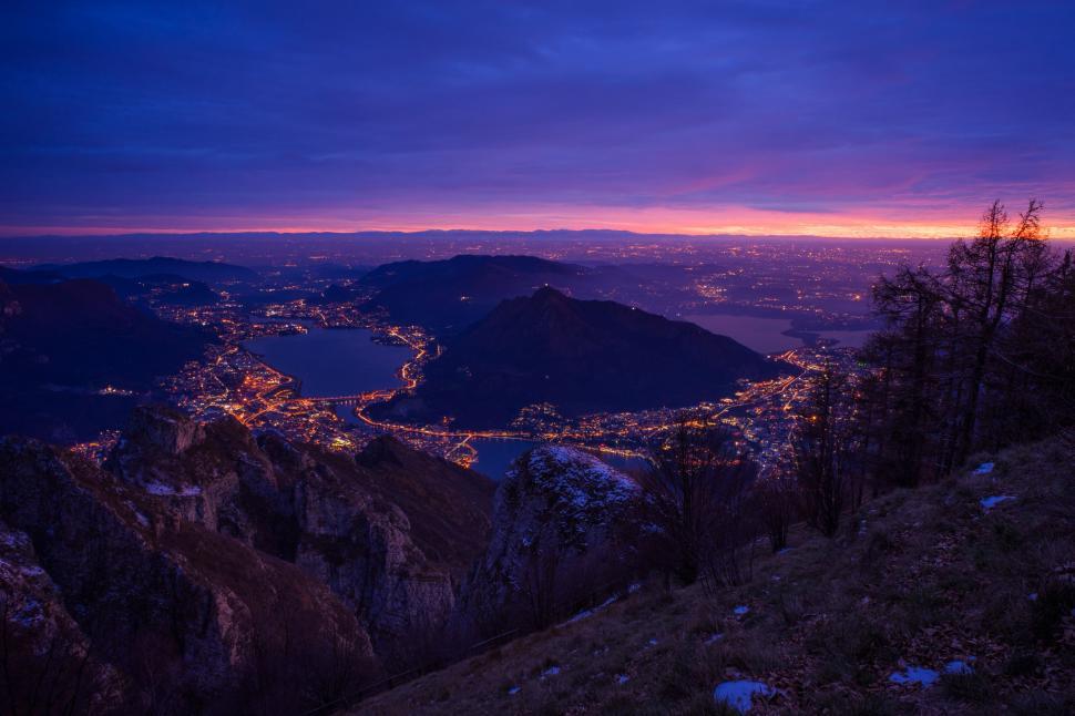 Free Image of City Night View From Mountain Top 