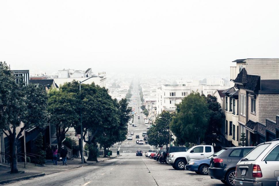 Free Image of Urban Street With Parked Cars 