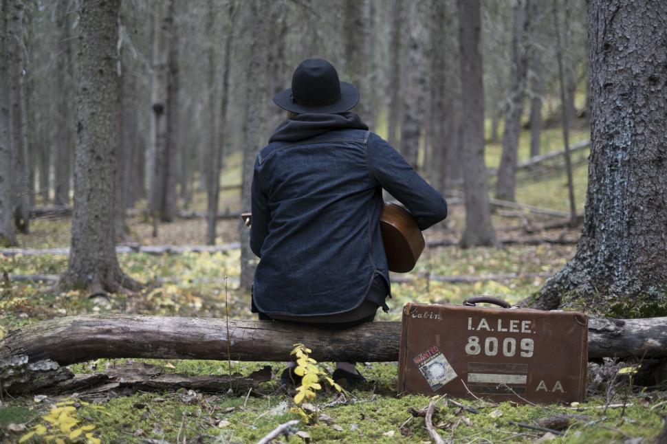 Free Image of Person Sitting on Log in Woods 