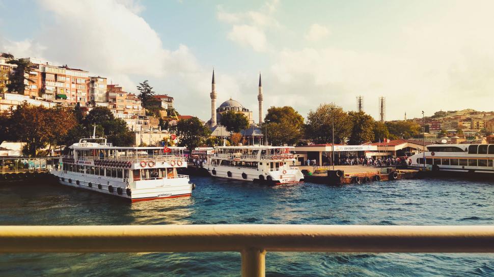 Free Image of Group of Boats Floating on River 