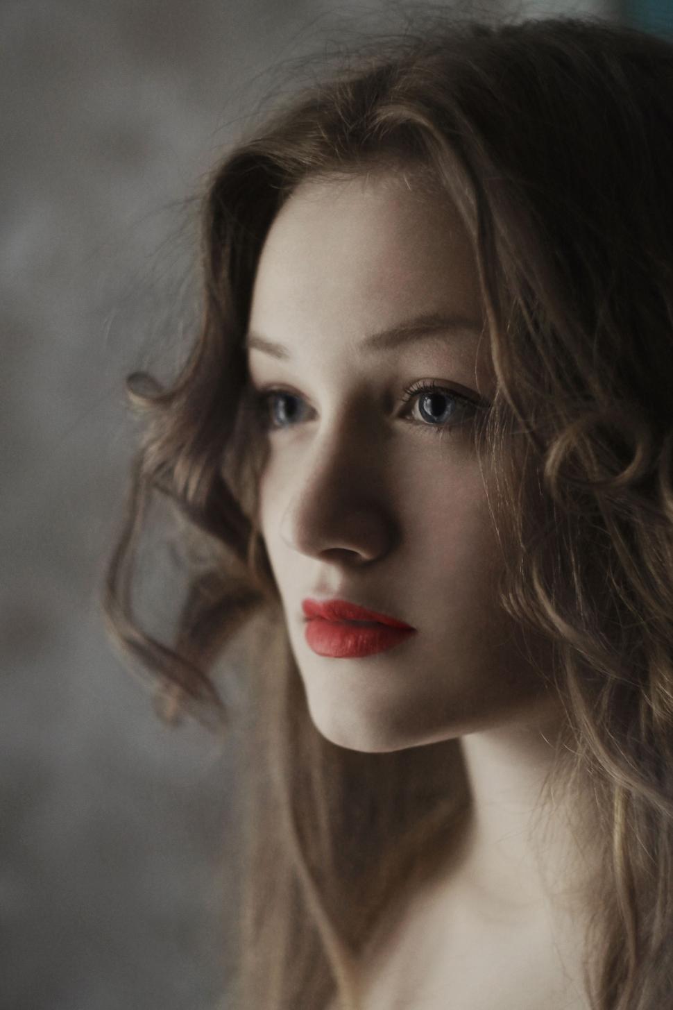 Free Image of Woman Wearing Red Lipstick 
