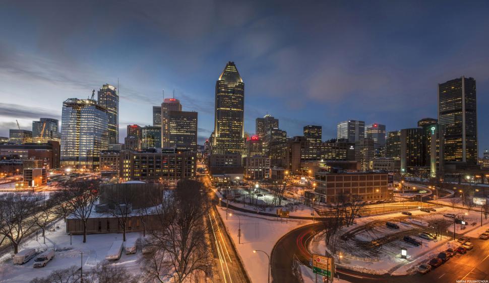 Free Image of Night View of City With Snow 