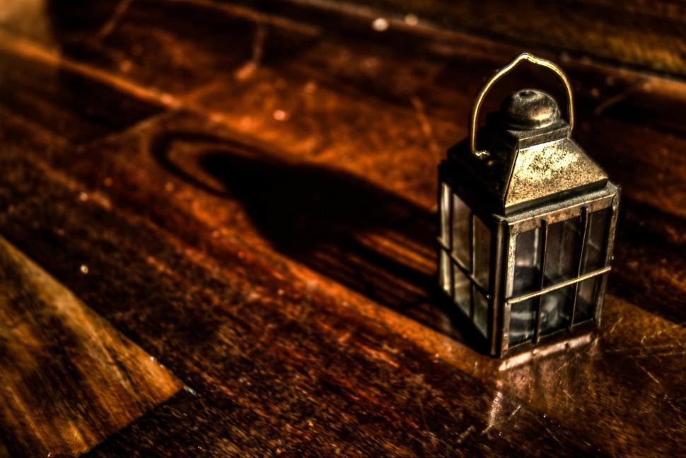 Free Image of Lantern on Wooden Table 