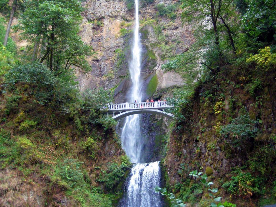 Free Image of Majestic Waterfall With Bridge 