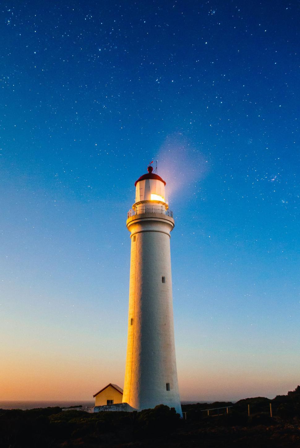 Free Image of White Lighthouse on Hilltop 