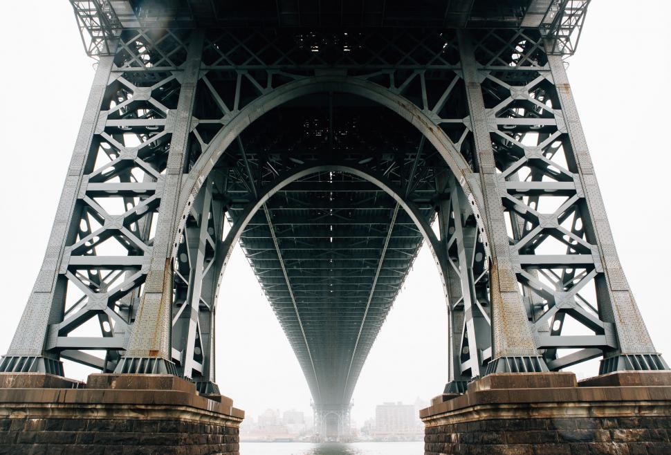 Free Image of Tall Bridge Spanning Over Body of Water 