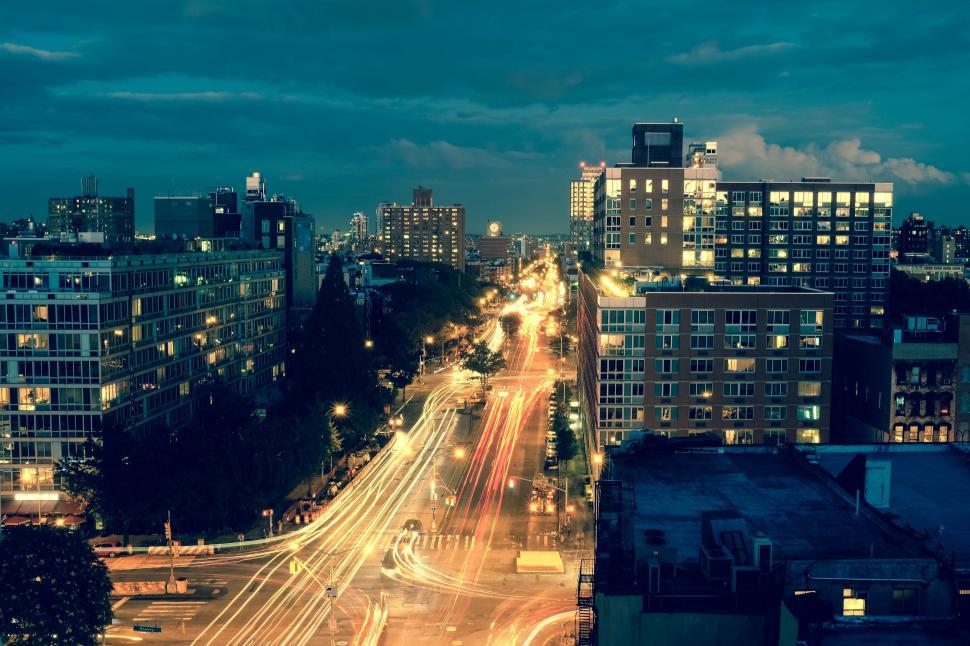 Free Image of Cityscape at Night: Aerial View From Building Top 
