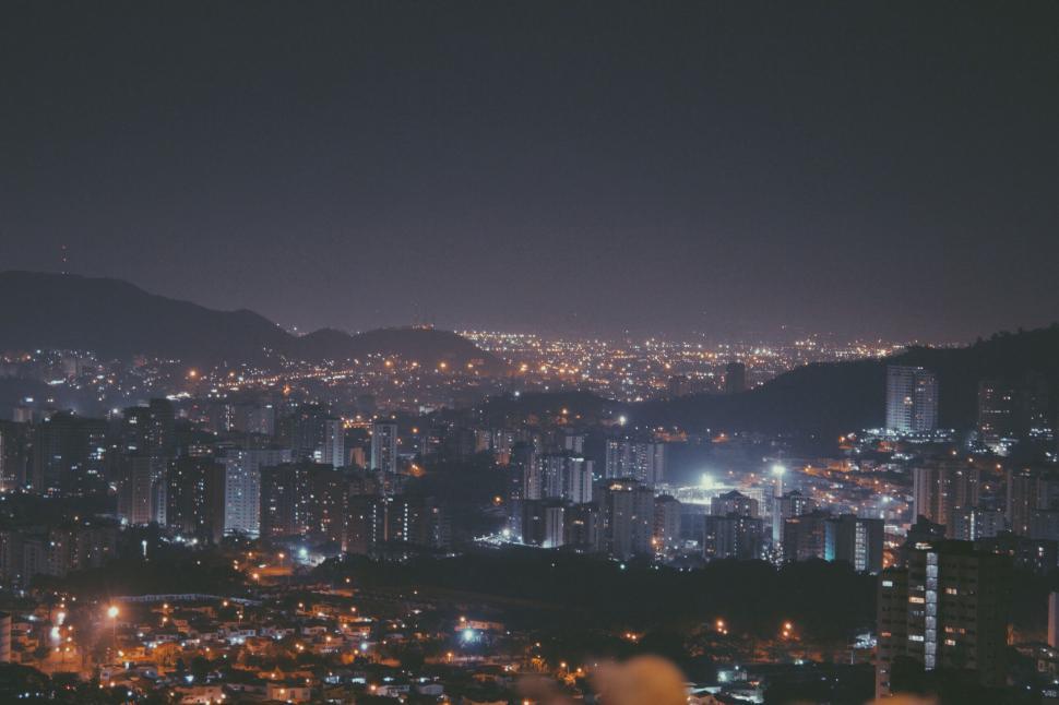 Free Image of Night Cityscape View From Hilltop 