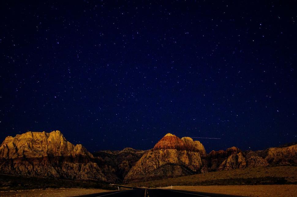 Free Image of Night Sky Over Mountain Range 