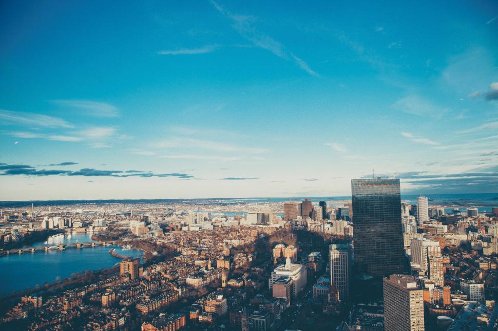 Free Image of Aerial View of City and Body of Water 